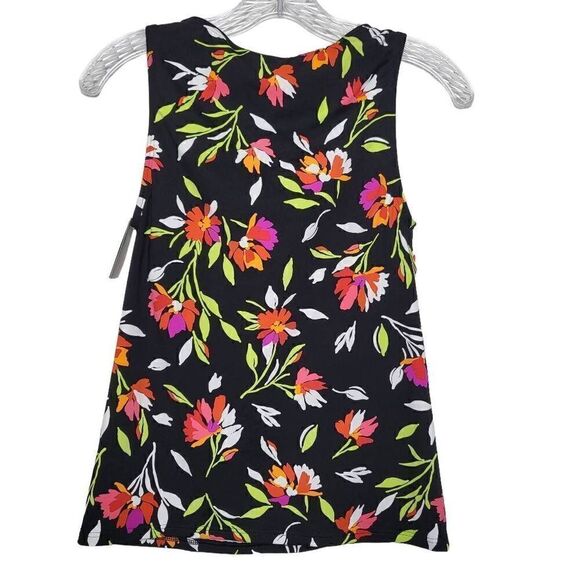 Lands' End Black Floral Square Neck Tankini Swim Top Size 2 - Picture 4 of 4